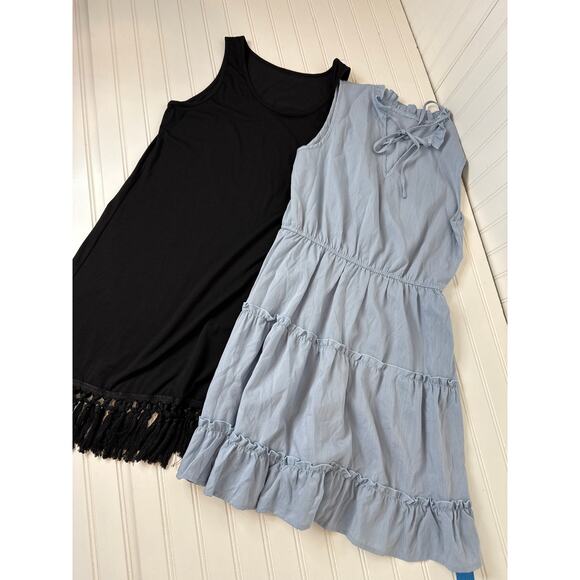 NWT Cupshe Beach Cover Up Dress -Tassel Midi Tank & Ruffled Tie Mini Bundle Sz M - Picture 2 of 7